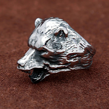 Κυριαρχικό Vintage σκανδιναβικό δαχτυλίδι αρκούδας Ανδρικά δαχτυλίδι Viking από ανοξείδωτο ατσάλι Ποδηλάτης μόδας Ζώο Φυλαχτό κοσμήματα Δώρα Dropshipping