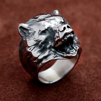 Доминиращ винтидж скандинавски пръстен с мечка Мъжки викингски пръстен от неръждаема стомана Biker Fashion Animal Amulet Бижута Подаръци Dropshipping