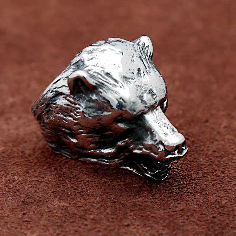 Dominējošs vintage Ziemeļvalstu lāču gredzens vīriešu vikingu nerūsējošā tērauda gredzens motociklistu modes Dzīvnieku amuleti rotaslietas dāvanas Dropshipping