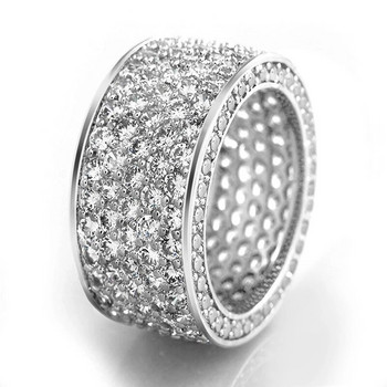 Huitan Luxury Wide Promise Rings για Γυναικείες Τραβήξτε πλακόστρωτα CZ Αφρώδη δαχτυλίδια γάμου Δαχτυλίδια Ασημί χρώμα/χρυσό χρώμα Μόδα κοσμήματα