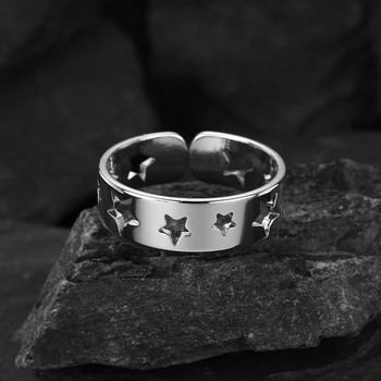 Cxwind Ажурен пръстен от неръждаема стомана, сребърни пръстени мъже жени, пръстени със сребърна лента, регулируеми пръстени подарък за деня на майката