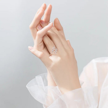 Μοντέρνο γυαλιστερό κρυστάλλινο δαχτυλίδι μινιμαλιστικό ρετρό ασημί ρυθμιζόμενο χρώμα ανοιγόμενα δαχτυλίδια για γυναικεία πάρτι Γαμήλια κοσμήματα Anillos