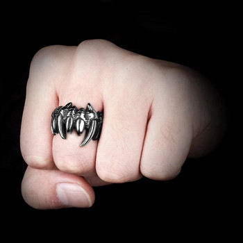 Δαχτυλίδια από ανοξείδωτο ατσάλι για άντρες Beast Monster Teeth Punk Rock Hip Hop Cool for Biker Boyfriend Κοσμήματα Δημιουργικότητα Δώρο Χονδρική