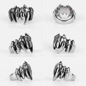Мъжки пръстени от неръждаема стомана Beast Monster Teeth Punk Rock Hip Hop Cool за мотоциклетист Мъжко гадже Бижута Творчество Подарък на едро