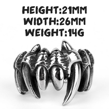 Мъжки пръстени от неръждаема стомана Beast Monster Teeth Punk Rock Hip Hop Cool за мотоциклетист Мъжко гадже Бижута Творчество Подарък на едро