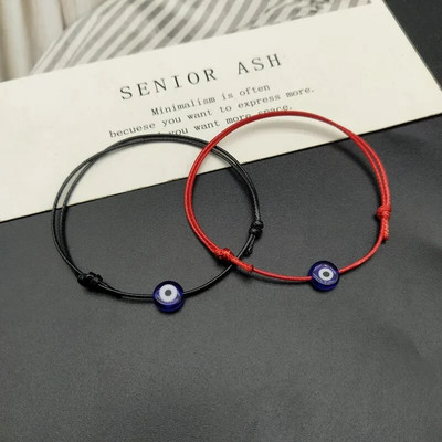 2 gab Flat Blue Evil Eye Woven Vīriešu Lucky Aproce Sieviešu Regulējamas Lucky Black Red String Rokassprādzes Sieviešu Jaunas Modes Rotaslietas