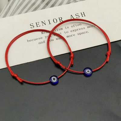 2 gab Flat Blue Evil Eye Woven Vīriešu Lucky Aproce Sieviešu Regulējamas Lucky Black Red String Rokassprādzes Sieviešu Jaunas Modes Rotaslietas