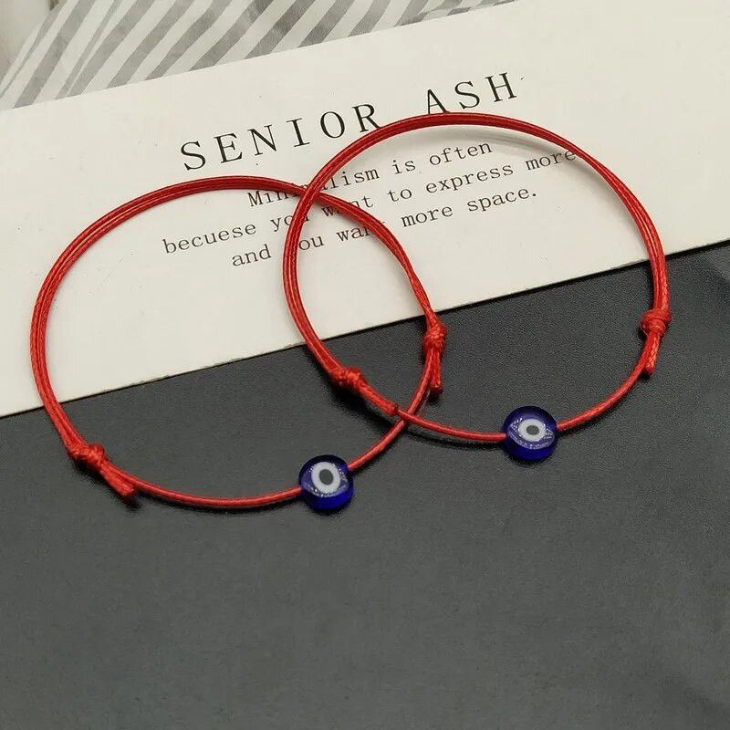2 gab Flat Blue Evil Eye Woven Vīriešu Lucky Aproce Sieviešu Regulējamas Lucky Black Red String Rokassprādzes Sieviešu Jaunas Modes Rotaslietas