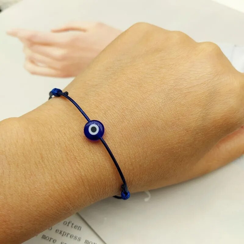 2 gab Flat Blue Evil Eye Woven Vīriešu Lucky Aproce Sieviešu Regulējamas Lucky Black Red String Rokassprādzes Sieviešu Jaunas Modes Rotaslietas