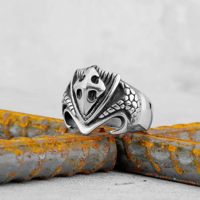 Vintage križni štit Religijski prstenovi od nehrđajućeg čelika Muški jednostavni retro prstenovi Prsten za muškarce Amulet Biker Nakit Kreativnost Poklon