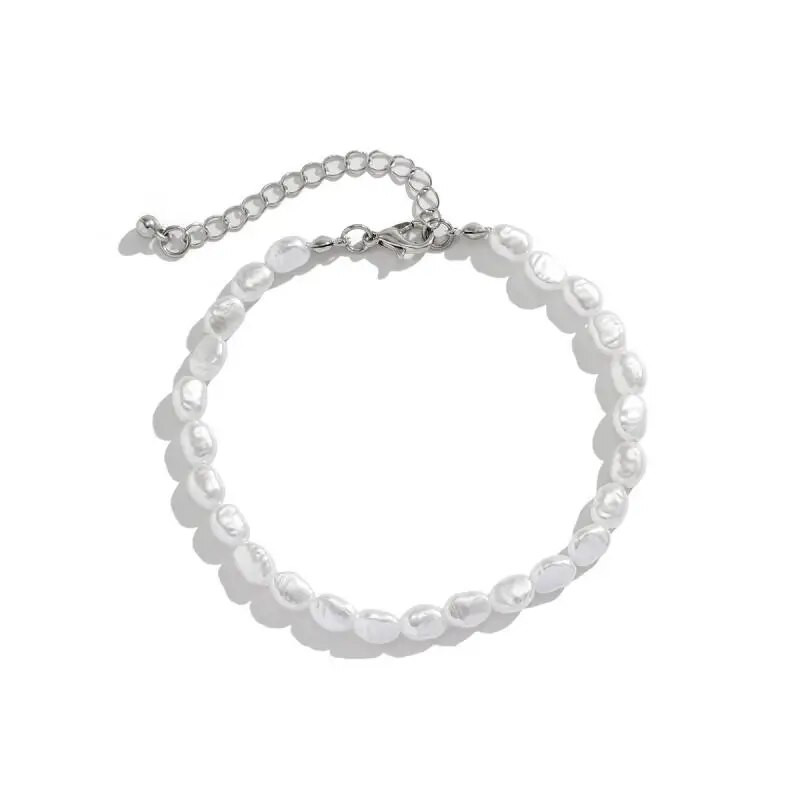 Nova modna ovalna narukvica s lančićem od imitacije bisera, ogrlica, ogrlica, muškarci, žene, ručno izrađena klasična narukvica s perlama s lancem za muškarce, set nakita