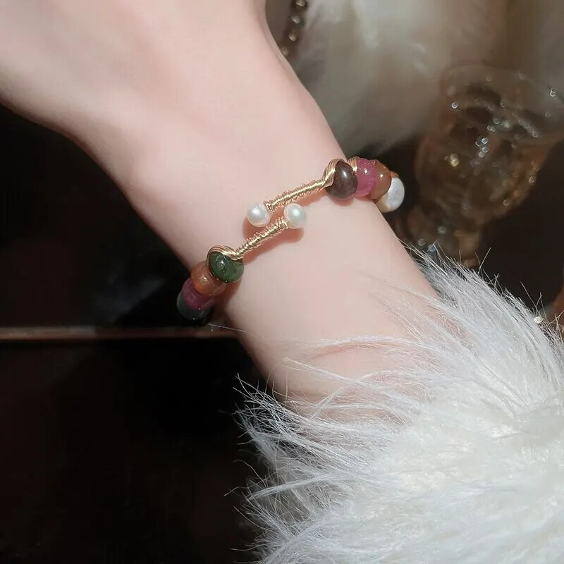 Retro natūralaus akmens karoliukai Apyrankės Rankų darbo Perlų imitacijos Apyrankės Apyrankės Vyrams Moterys Joga Balance Energy Papuošalai Dovanos