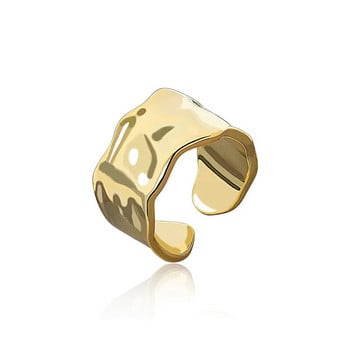 Yerik Ασημί Χρώμα Ακανόνιστο Χειροποίητο Δαχτυλίδι για Γυναικεία Ανδρικά Δώρα Δημιουργικά Γεωμετρικά Φαρδιά Κοσμήματα Anillos Μέγεθος 16,5 mm Ρυθμιζόμενο