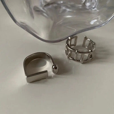 Yerik Сребърен цвят Неправилен ръчно изработен пръстен за жени Мъже Творчески геометрични широки Anillos Бижута Подаръци Размер 16,5 мм Регулируем