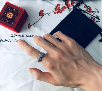 Μόδα ρετρό βαμπίρ κυνόδοντες ανοιχτό δαχτυλίδι για άνδρες Punk Goth κοσμήματα