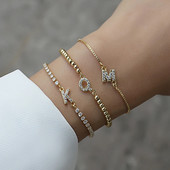 Klasikinė mada Pave cirkonio laiškų žavesys moteriška apyrankė Prabangi AZ inicialai Reguliuojama grandinėlė apyrankė moterims papuošalai Dovana