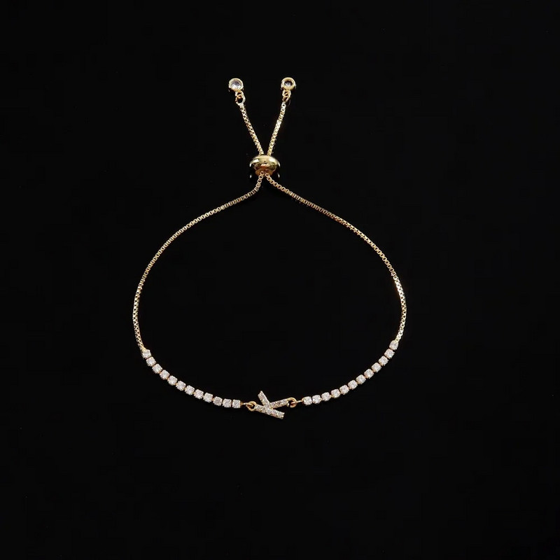 Klasikinė mada Pave cirkonio laiškų žavesys moteriška apyrankė Prabangi AZ inicialai Reguliuojama grandinėlė apyrankė moterims papuošalai Dovana