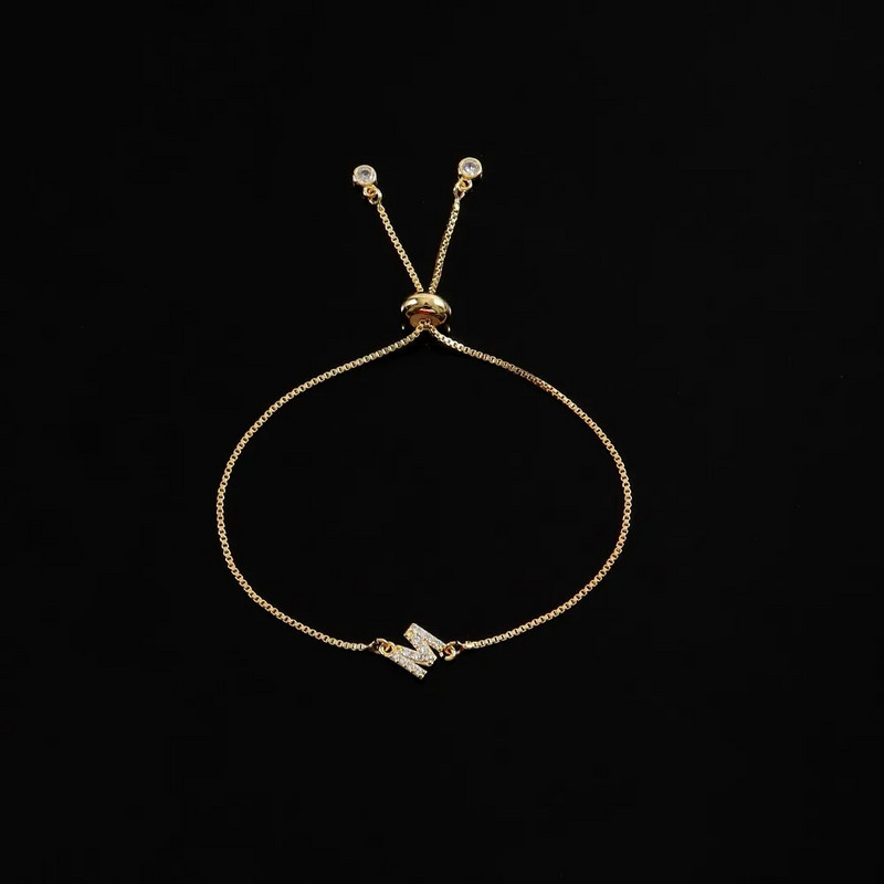 Klasikinė mada Pave cirkonio laiškų žavesys moteriška apyrankė Prabangi AZ inicialai Reguliuojama grandinėlė apyrankė moterims papuošalai Dovana