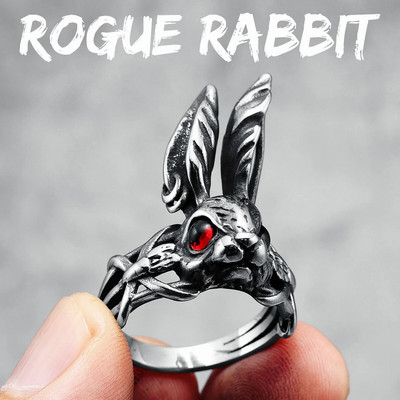 316L nerūdijančio plieno žiedas piktadarys Bunny Retro Rabbit vyrų brangakmenių žiedai roko hiphop repas vyrams vaikinui papuošalai kūryba geriausia dovana