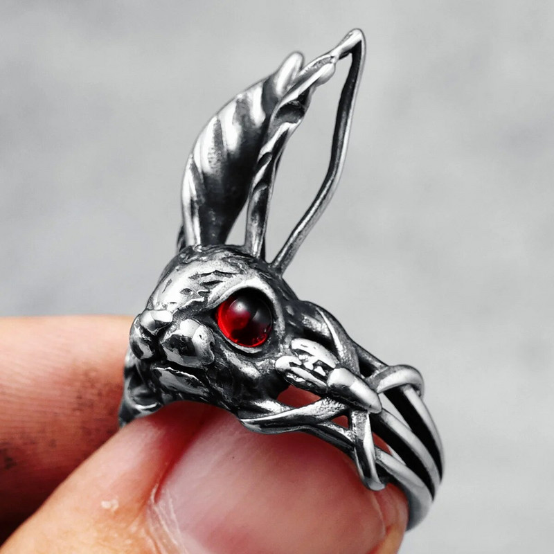 316L nerūdijančio plieno žiedas piktadarys Bunny Retro Rabbit vyrų brangakmenių žiedai roko hiphop repas vyrams vaikinui papuošalai kūryba geriausia dovana