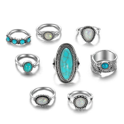 IPARAM 39-osaline komplekt Bohemia metallist sõrmused naistele meeste vintage hõbedase värvi sulgedest kroonsõrmus Moeehted hulgimüük