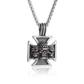 Gooti kolm koljuristi medali ripatsiga kaelakee, meeste mootorrattaga sõitmine, rokipeo eksortsismi ehted