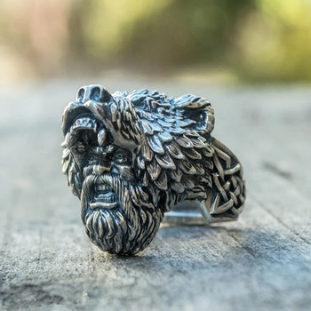 Δημιουργική hip-hop rock ρετρό ατμομηχανή πανκ κυρίαρχη αρκούδα Βίκινγκ πολεμιστής δαχτυλίδι ανδρικό δαχτυλίδι δώρο γενεθλίων κοσμήματα χονδρικής