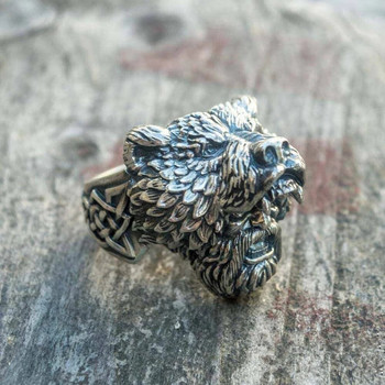 Δημιουργική hip-hop rock ρετρό ατμομηχανή πανκ κυρίαρχη αρκούδα Βίκινγκ πολεμιστής δαχτυλίδι ανδρικό δαχτυλίδι δώρο γενεθλίων κοσμήματα χονδρικής