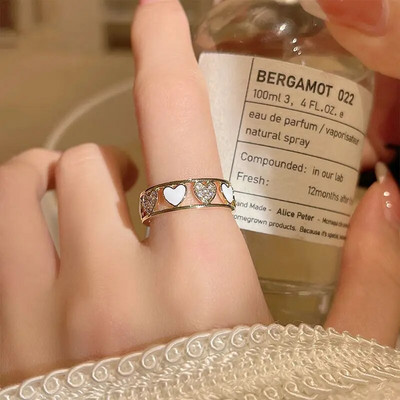Lihtsa disainiga südamega tsirkoonist lahtised sõrmused naistele hõbedase värviga reguleeritavad armastuspaari keerdsõrmused kingituseks ehtetarvikud