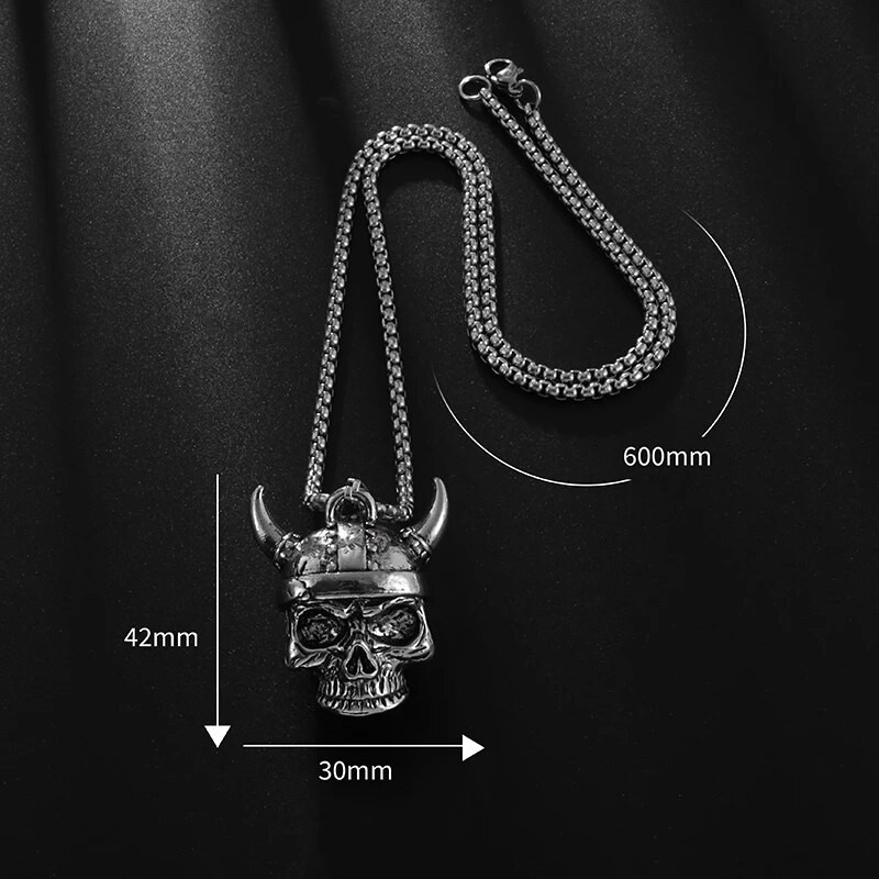 Klassikaline mood gooti sarv pealuu sõdalane ripats kaelakee meeste avaldus Halloweeni peo kandmine ehted kingitus