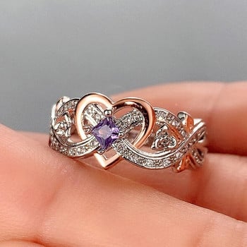Huitan Creative γυναικεία δαχτυλίδια καρδιά με ρομαντικό λουλούδι ρομαντικό σχέδιο γάμου δαχτυλίδια αρραβώνων αγάπη Αισθητικά κοσμήματα