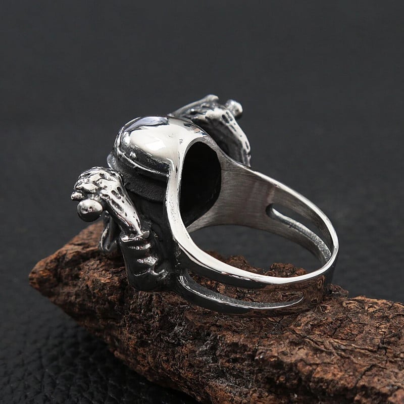 Punk Rock Motorcyclist Skull Ring For Men Gothic Big Beard Skull από ανοξείδωτο ατσάλι Δαχτυλίδι ποδηλάτης μόδας Ανδρικά κοσμήματα Δώρο Χονδρική