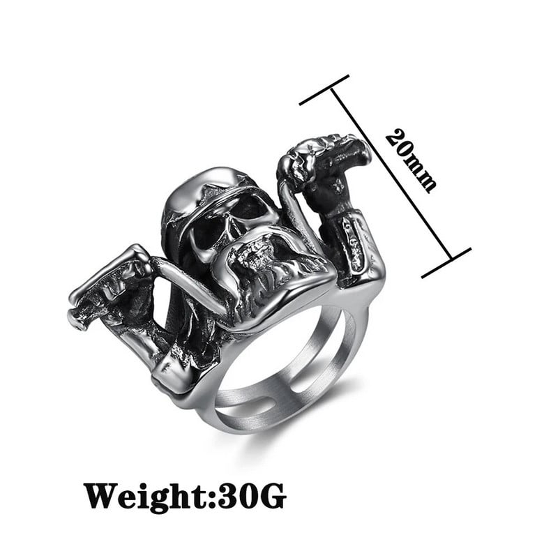 Punk Rock Motorcyclist Skull Ring For Men Gothic Big Beard Skull από ανοξείδωτο ατσάλι Δαχτυλίδι ποδηλάτης μόδας Ανδρικά κοσμήματα Δώρο Χονδρική
