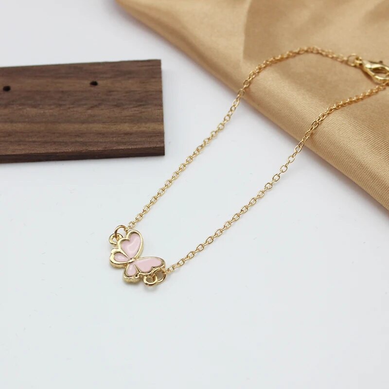 Jauna tendence rozā tauriņa rokassprādze sievietēm, vienkāršām meitenēm, jaukām, niecīgām šarmu minimālisma emaljas pulsera rotaslietām dzimšanas dienas dāvana