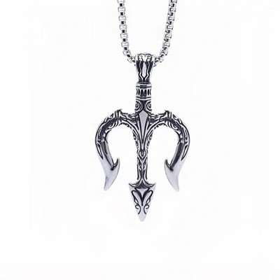 Retro Neptūno Poseidono Trident karoliai Ukrainos nacionalinis herbas pakabukas Vyriška mada Šaunūs madingi papuošalų aksesuarai