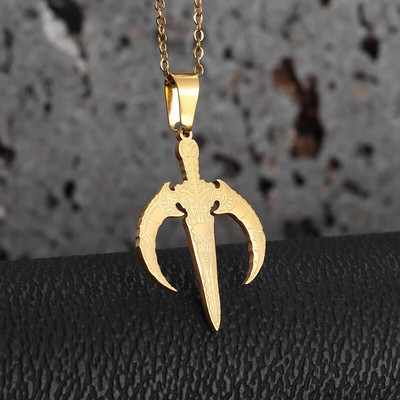 Retro Neptūno Poseidono Trident karoliai Ukrainos nacionalinis herbas pakabukas Vyriška mada Šaunūs madingi papuošalų aksesuarai