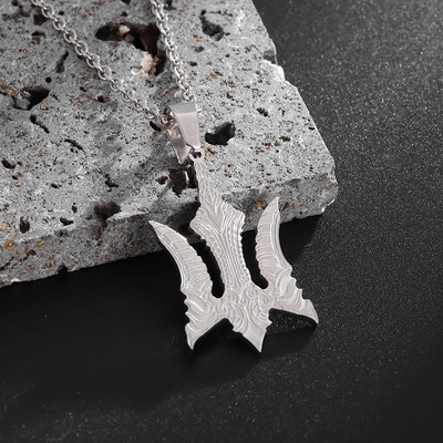 Retro Neptūno Poseidono Trident karoliai Ukrainos nacionalinis herbas pakabukas Vyriška mada Šaunūs madingi papuošalų aksesuarai