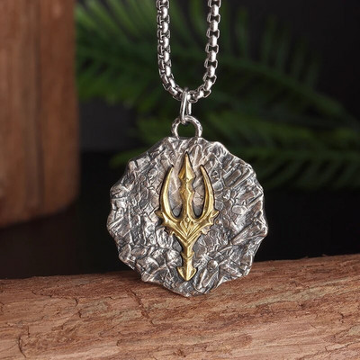 Retro Neptūno Poseidono Trident karoliai Ukrainos nacionalinis herbas pakabukas Vyriška mada Šaunūs madingi papuošalų aksesuarai