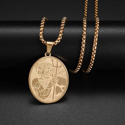 Retro Neptūno Poseidono Trident karoliai Ukrainos nacionalinis herbas pakabukas Vyriška mada Šaunūs madingi papuošalų aksesuarai