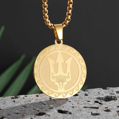 Retro Neptūno Poseidono Trident karoliai Ukrainos nacionalinis herbas pakabukas Vyriška mada Šaunūs madingi papuošalų aksesuarai