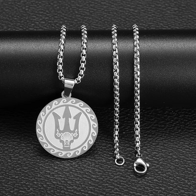 Retro Neptūno Poseidono Trident karoliai Ukrainos nacionalinis herbas pakabukas Vyriška mada Šaunūs madingi papuošalų aksesuarai