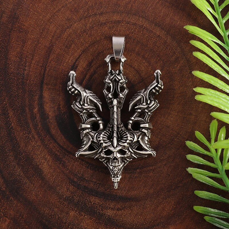 Gooti pealuu deemoni paadi ankurripatsiga kaelakee, isikupärastatud meeste mootorratta punk hip hop rock ehted Halloweeni kingitus