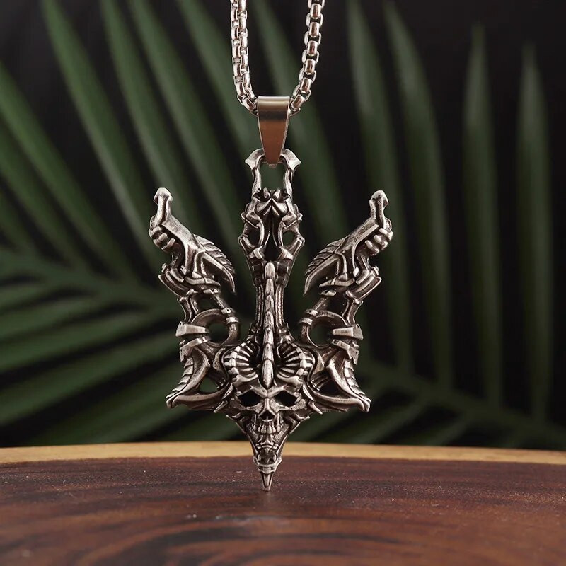 Gooti pealuu deemoni paadi ankurripatsiga kaelakee, isikupärastatud meeste mootorratta punk hip hop rock ehted Halloweeni kingitus