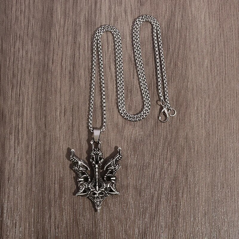 Gooti pealuu deemoni paadi ankurripatsiga kaelakee, isikupärastatud meeste mootorratta punk hip hop rock ehted Halloweeni kingitus