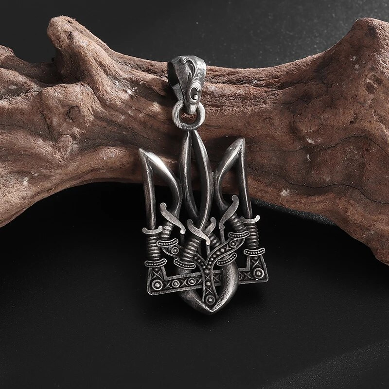 Hip-Hop Creative Neptune Poseidon Trident κολιέ Ουκρανίας με εθνικό έμβλημα Αξεσουάρ μόδας