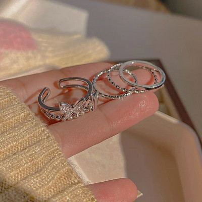 Naujas paprastas 10 vnt gėlių drugelio lapų geometrinis susuktų tuščiavidurių žiedų rinkinys, skirtas moteriškam žavesiui vakarėliui, vestuvinių papuošalų dovana