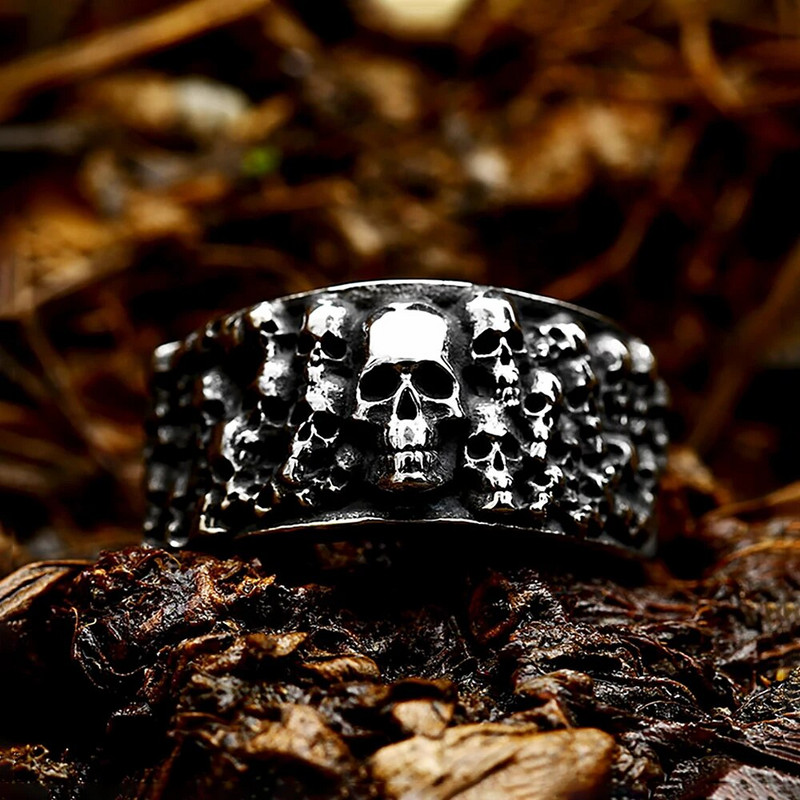 Uus disain punk vintage must pealuu sõrmus meestele poistele mood roostevabast terasest pealuu rõngas jalgratturi mootorratta ehete kingituste hulgimüük