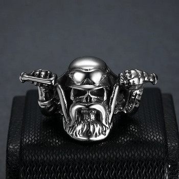 Beard Motorcycle Rider Skull Ring Wild Driving Motorcycle Beard Rider Ring Men Punk Rock Biker Δαχτυλίδια κοσμήματα Μέγεθος δώρου 7- 13