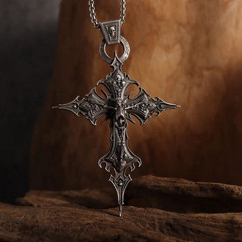 Γοτθικό κολιέ με κρεμαστό σταυρό κρανίο σταυρός Καθολικό κόσμημα προσευχής για άνδρες και γυναίκες Πανκ μοντέρνα κοσμήματα