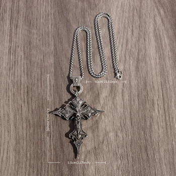 Γοτθικό κολιέ με κρεμαστό σταυρό κρανίο σταυρός Καθολικό κόσμημα προσευχής για άνδρες και γυναίκες Πανκ μοντέρνα κοσμήματα